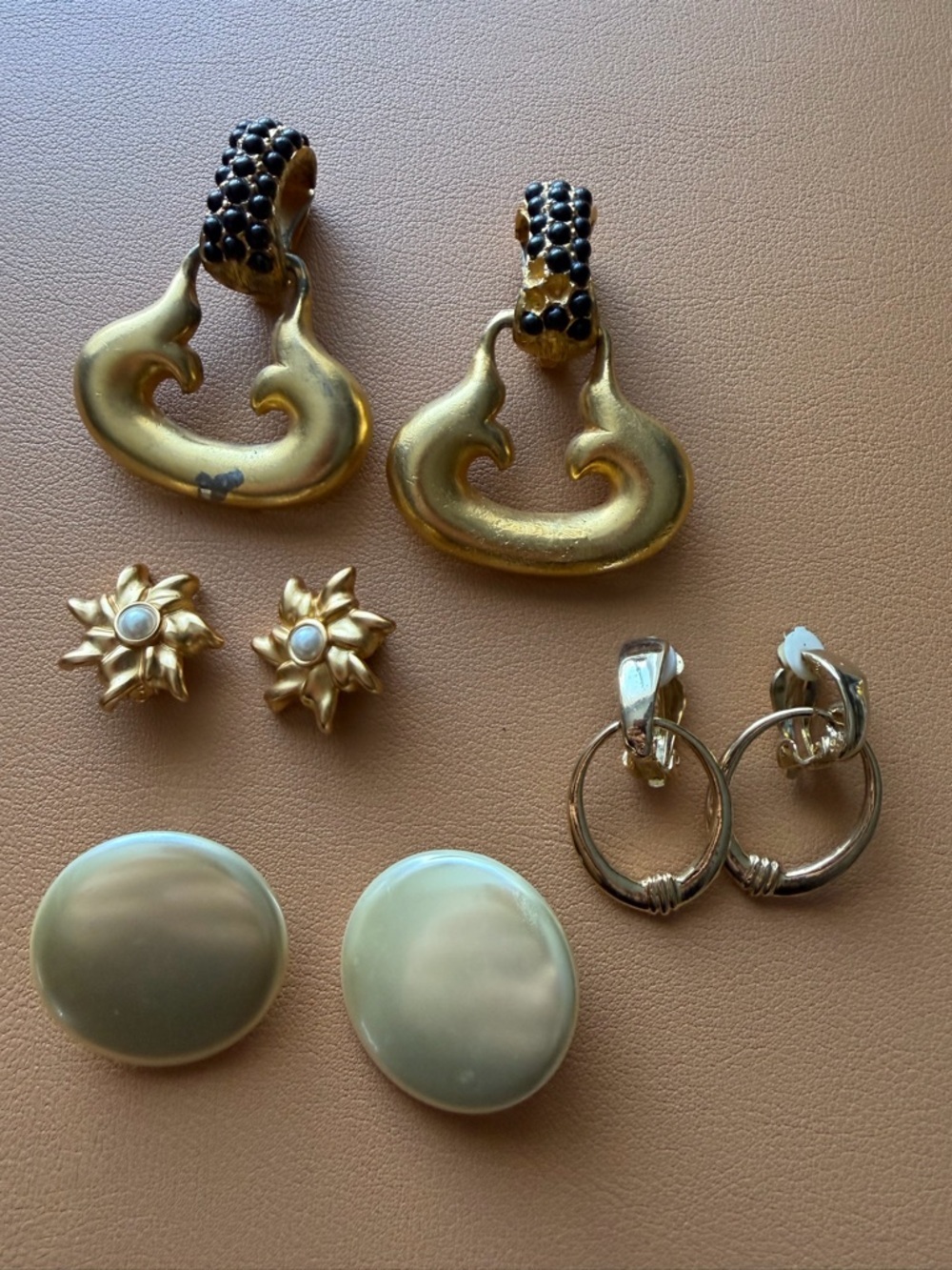 Vintage 80s/90s Statement Clip-On Earring Lot | 4 Pairs